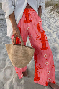 Casual Relaxed-fit Athletic Wide-leg Pants With A Fish-scale Pattern