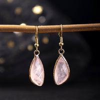 Natural Crystal Drop Earrings With Amethyst And Gold-plated Edges