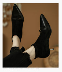 Black Womens Ankle Boots With A Thin Heel Stylish Versatile And Figure-flattering