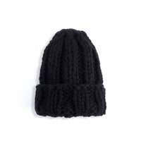 Knitted Hat Ladies Winter Pure Color Simple Thick Woolen Hat
