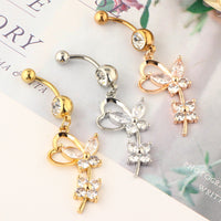 European And American Simple Butterfly Flower Belly Button Button Body Piercing Accessories Nightclub