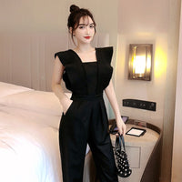 Women's High Waist Loose Wide Leg Ruffled Jumpsuit