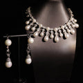 Chic Clavicle-Length Necklace And Gold-Plated Zircon Pearl Earrings Jewelry Set