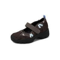 Retro Leather Chunky-soled Velcro Sneakers