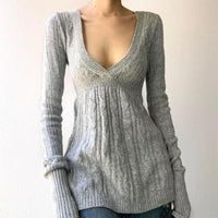 Summer New Fashion Sexy V-neck Leisure Warm Comfortable Sweater Top Women