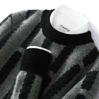 Half Turtleneck Vertical Pattern Color Matching Long Sleeve Sweater