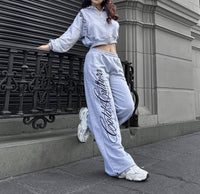 Printed Pattern Stretchy High-Street Dark Gothic Long Pants