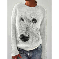 In Stock 3D-printed Womens Crew-neck Soft-touch Sweater