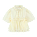 Fashionable All-match Puffed Sleeves Lace-up Short-sleeved Doll Shirt