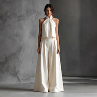 Loose-fitting Sleeveless Top And Wide-leg Pants Two-piece Set