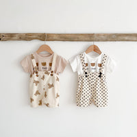 Infant Short Sleeve Top Bib Shorts Set