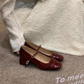Retro Hong Kong Style Wine Red Chunky Heeled Pumps