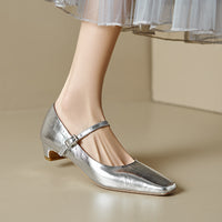 New Women's Low-cut Shoes With A Square Toe And A 3cm Mid-heel