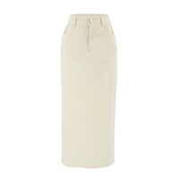 High Waist Slit Workwear Denim Skirt Women's Clothing