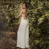 Sleeveless V-neck Brace Skinny Sheath Backless Jumpsuit