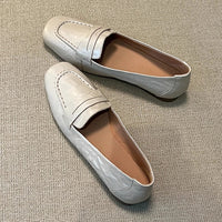 Women's Flat All-match Square Toe French Leather Shoes