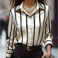 Blue Apricot Vertical Stripe Shirt Top Women's