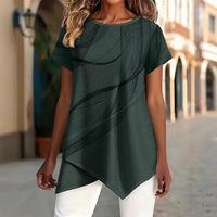 Fashionable New Arrival Crew-Neck Top With Artistic Line Design And Print Pattern