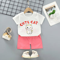 Hildren's Short-sleeved Suit Summer Cotton T-shirt