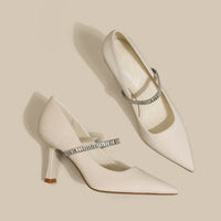 Women's Black High Heels Stiletto Pointed Toe Sandals With Skirt