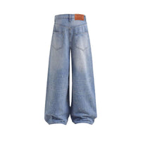 Rhinestone-embellished Relaxed-fit Jeans Casual Soft Denim Trousers