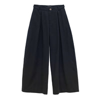 Womens Structured Three-dimensional Pleated Loose-fit Wide-leg Pants
