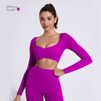 Nude Feel Yoga Long Sleeve T-shirt Tight Fold Movement Top
