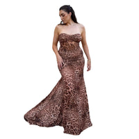 New Womens Leopard-print Slip Dress