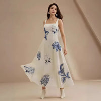 Strapless 3D Floral Print Minimalist Dress
