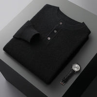 New Men's Round Neck Half Button Sweater