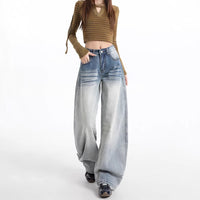 Retro Pear-shaped Texture Slim-fit Versatile Wide-leg Pants