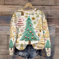 Printed New Loose Christmas Tree Pullover Men's And Women's Round Neck Sweater
