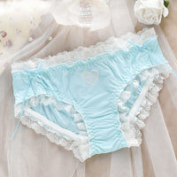 Soft Ice Silk Underwear Women's Double-layer Antibacterial Lace Lace Briefs