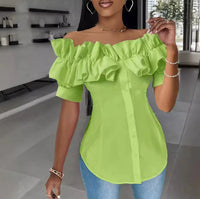 Clothing New Sweater Fashion Off-shoulder Ruffled Short Sleeves Shirt