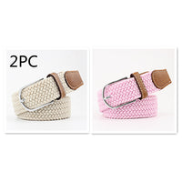 Women's Canvas Belt Student Pants Casual Stretch Braided Needle Buckle