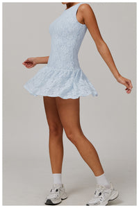 Nude Feel Dress Stitching Mesh Breathable Zipper Dress