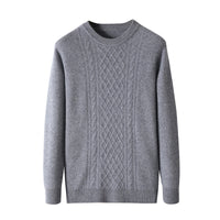 All-matching Seven-needle Thickened Twisted Round Neck Men's Sweater