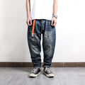 Loose Green Pocket Washed And Splashed Ink Nine-point Straight Jeans Men