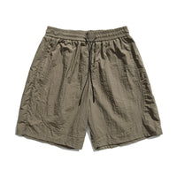 Retro Waterproof Solid Color Sports Ice Silk Shorts Loose Wide Leg