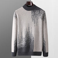 Round Neck Men's Pure Wool Color Contrast Bottoming Shirt