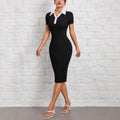 Short-sleeve Single-breasted Knitted Dress