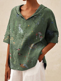 Women's Solid Color Cotton And Linen Loose Shirt
