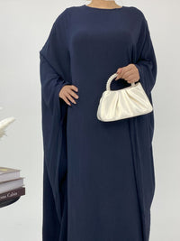 Womens Cinched-waist Batwing-sleeve Dress