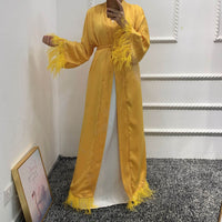 Dubai Cardigan Fashion Fur Lace Women's Robe Dress