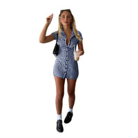 Lace-trimmed Casual Yet Sophisticated Halter-neck Plaid Dress