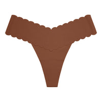 Plus-size Wavy-edged V-shaped Breathable Cotton-crotch Fitness Thong
