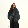 Washed-out Vintage Blue Denim Coat Couple Jacket