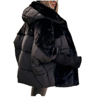 Womens Loose-Fit Patchwork Cotton Padded Jacket
