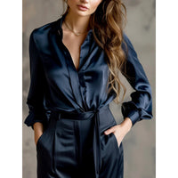 Casual Relaxed Fit Button Up Womens Blouse