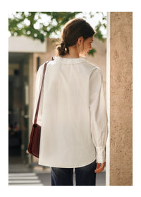 French-style White Lace Long-sleeve Shirt For Women